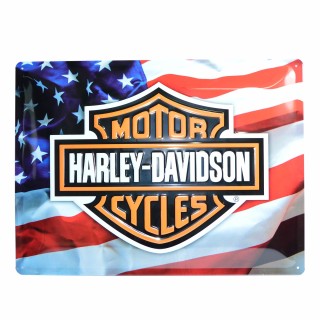 NOSTALGIC ART Retro Harley Davidson Blechschild USA Flagge 30 x 40cm