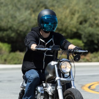 BILTWELL Bubble Visier Blau für Harley Davidson und Motorrad Helm