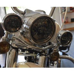 2x JW SPEAKER LED Nebelscheinwerfer schwarz 4,5 Zoll für Harley Touring & Softail
