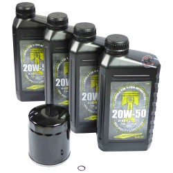 Ölwechsel Kit für Harley 99-17  Motoröl 20w50 4 Liter Ölfilter schwarz O-Ring