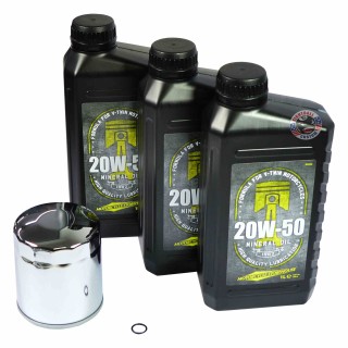 Ölwechsel Kit für Harley Dyna 99-17 Motoröl 20w50 3 Liter Ölfilter Chrom O-Ring