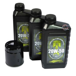 Ölwechsel Kit f. Harley Dyna Sportster Softail 3 L Motoröl 20w50 Ölfilter schwarz