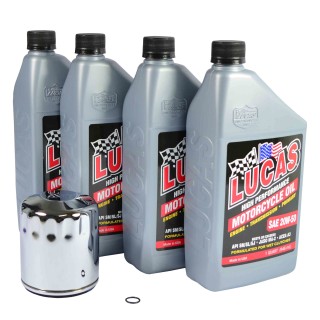 LUCAS Oil 20W50 Exclusiv Ölwechselkit 4 Liter Filter  für Harley TC M8 99-22 Chr.